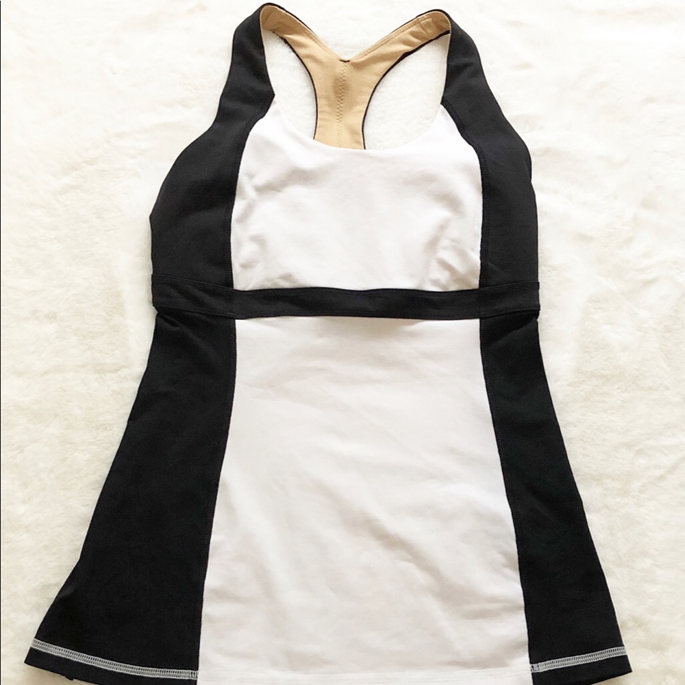 Lululemon White and Black Racerback Tank
